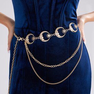 Cider | Whimsigoth Star & Moon Layered Waist Chain | Curve & Plus